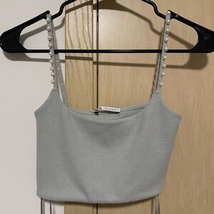 Zara pearl crop top